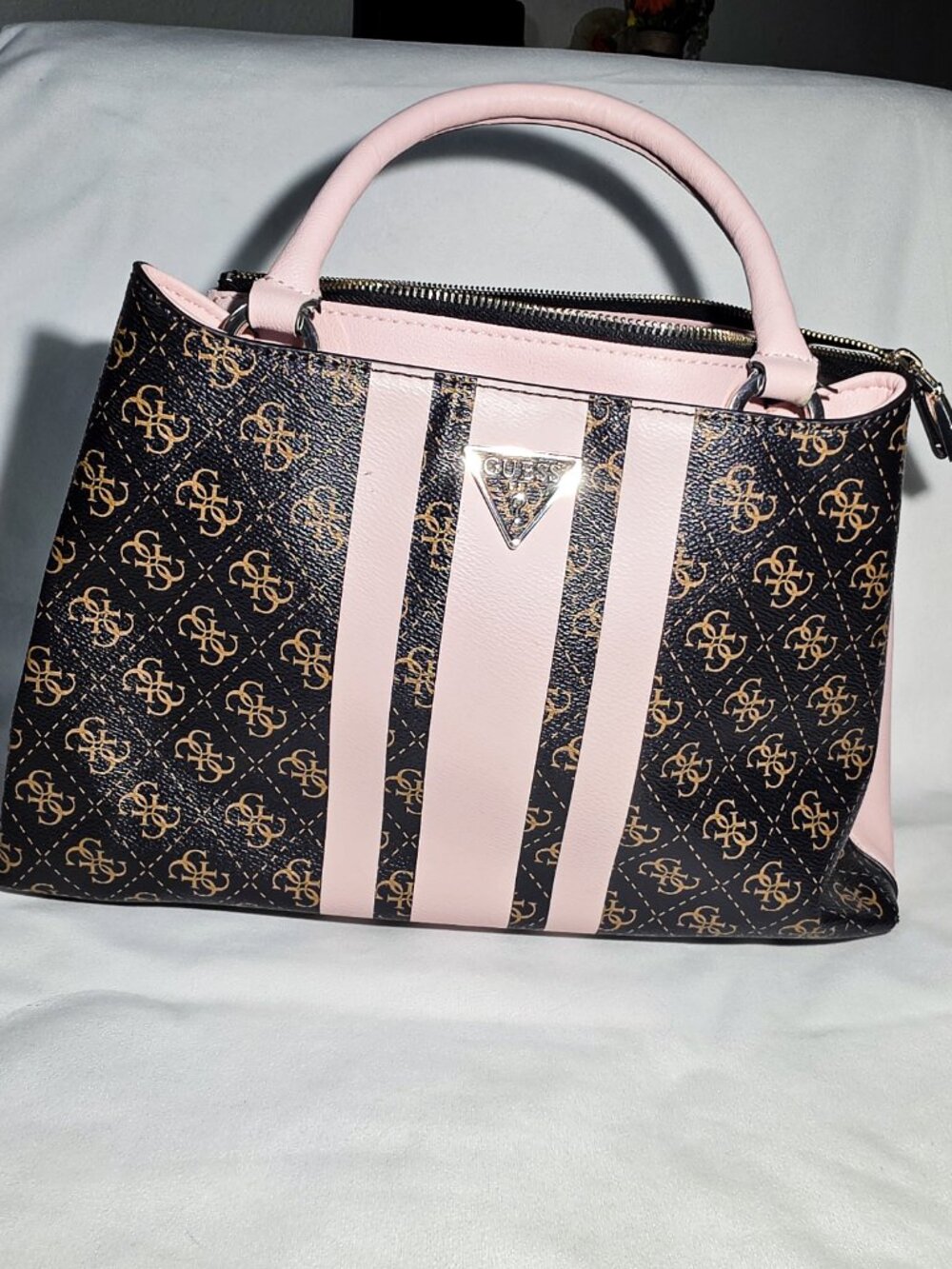 Guess Pink Large Purse Blush/Brown - Top Handles